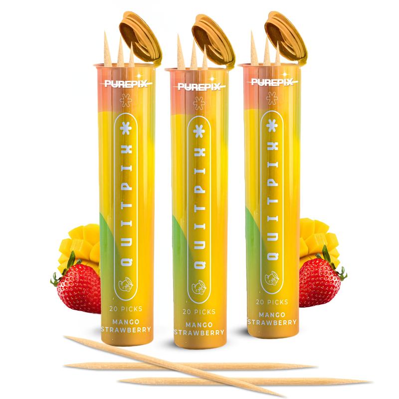Purepix Quitpix to Help Quit Smoking Extra Thick Boosting Flavored Toothpicks with Lobelia - Oral Fixation - Nicotine Free - Kosher Made in USA