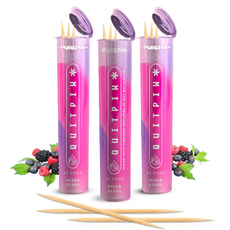 Purepix Quitpix to Help Quit Smoking Extra Thick Boosting Flavored Toothpicks with Lobelia - Oral Fixation - Nicotine Free - Kosher Made in USA