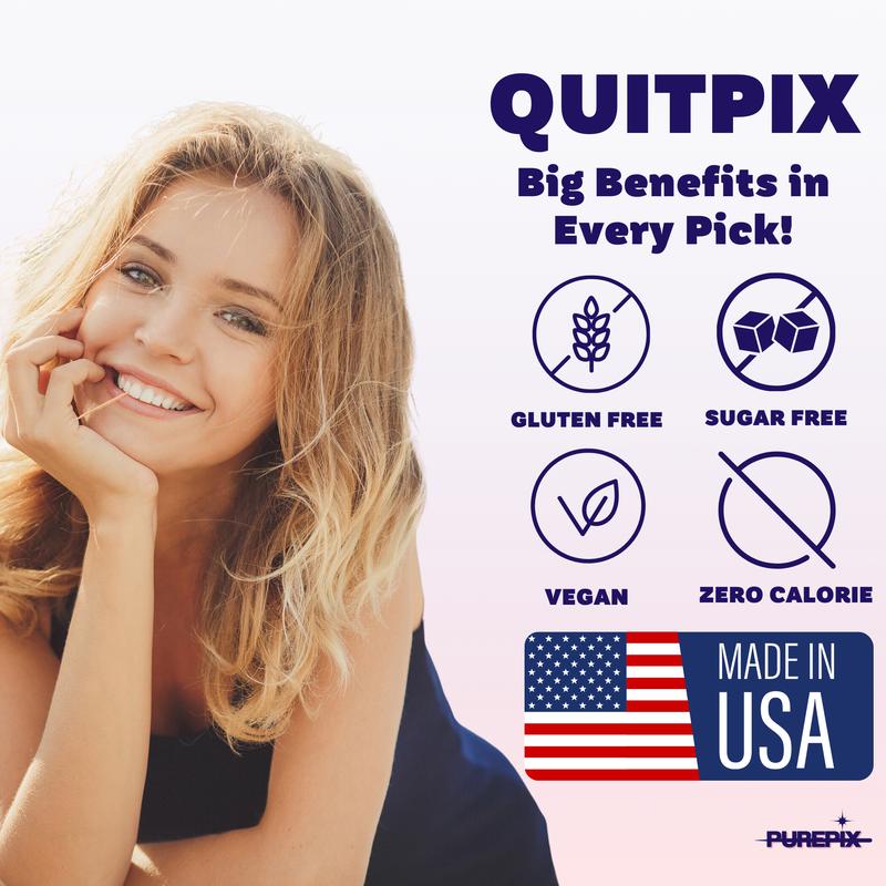 Purepix Quitpix to Help Quit Smoking Extra Thick Boosting Flavored Toothpicks with Lobelia - Oral Fixation - Nicotine Free - Kosher Made in USA