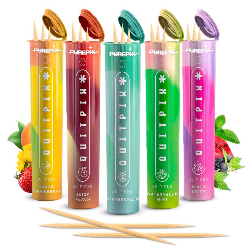 Purepix Quitpix to Help Quit Smoking Extra Thick Boosting Flavored Toothpicks with Lobelia - Oral Fixation - Nicotine Free - Kosher Made in USA