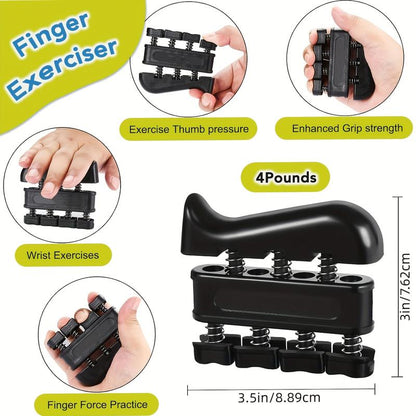 Grip Strength Trainer with Finger Exerciser, Hand Grip Strengthener, Finger Stretcher,Grip Ring & Stress Relief Ball for Muscle Building and Injury Recover Hand Extension Exerciser Outdoorfun