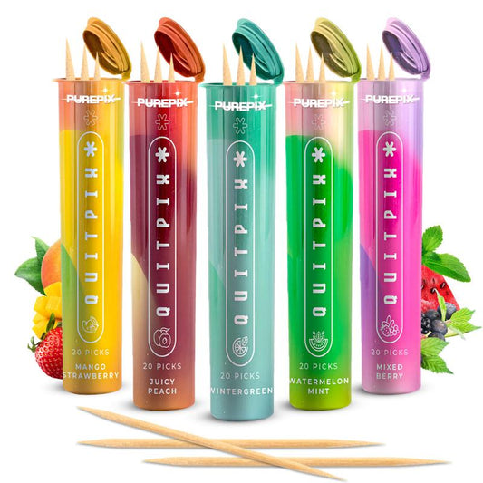 Purepix Quitpix to Help Quit Smoking Extra Thick Boosting Flavored Toothpicks with Lobelia - Oral Fixation - Nicotine Free - Kosher Made in USA